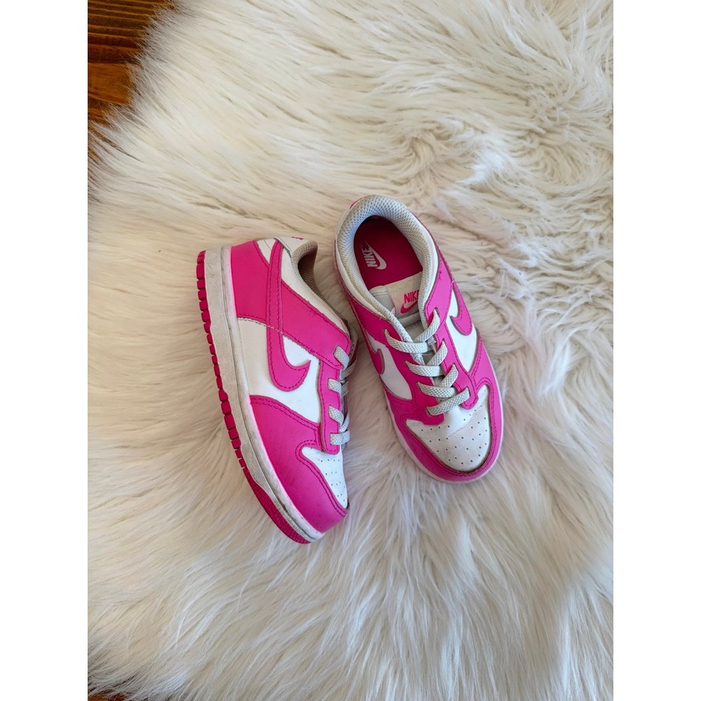 Nike pink and white low dunk size 10c